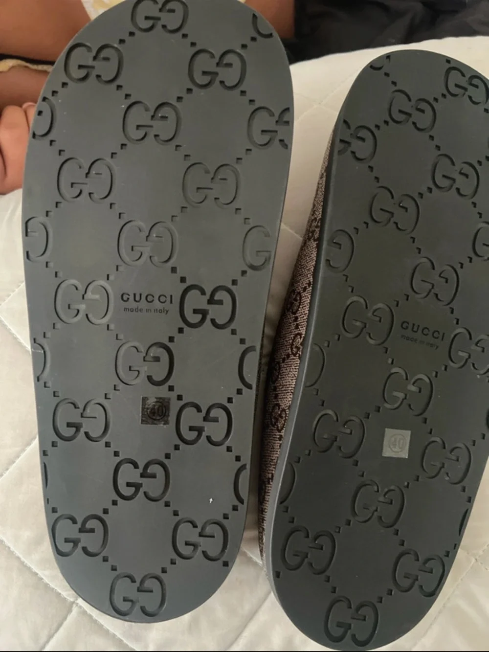 Gucci Beige/Brown GG Canvas Horsebit Slip-On Mule